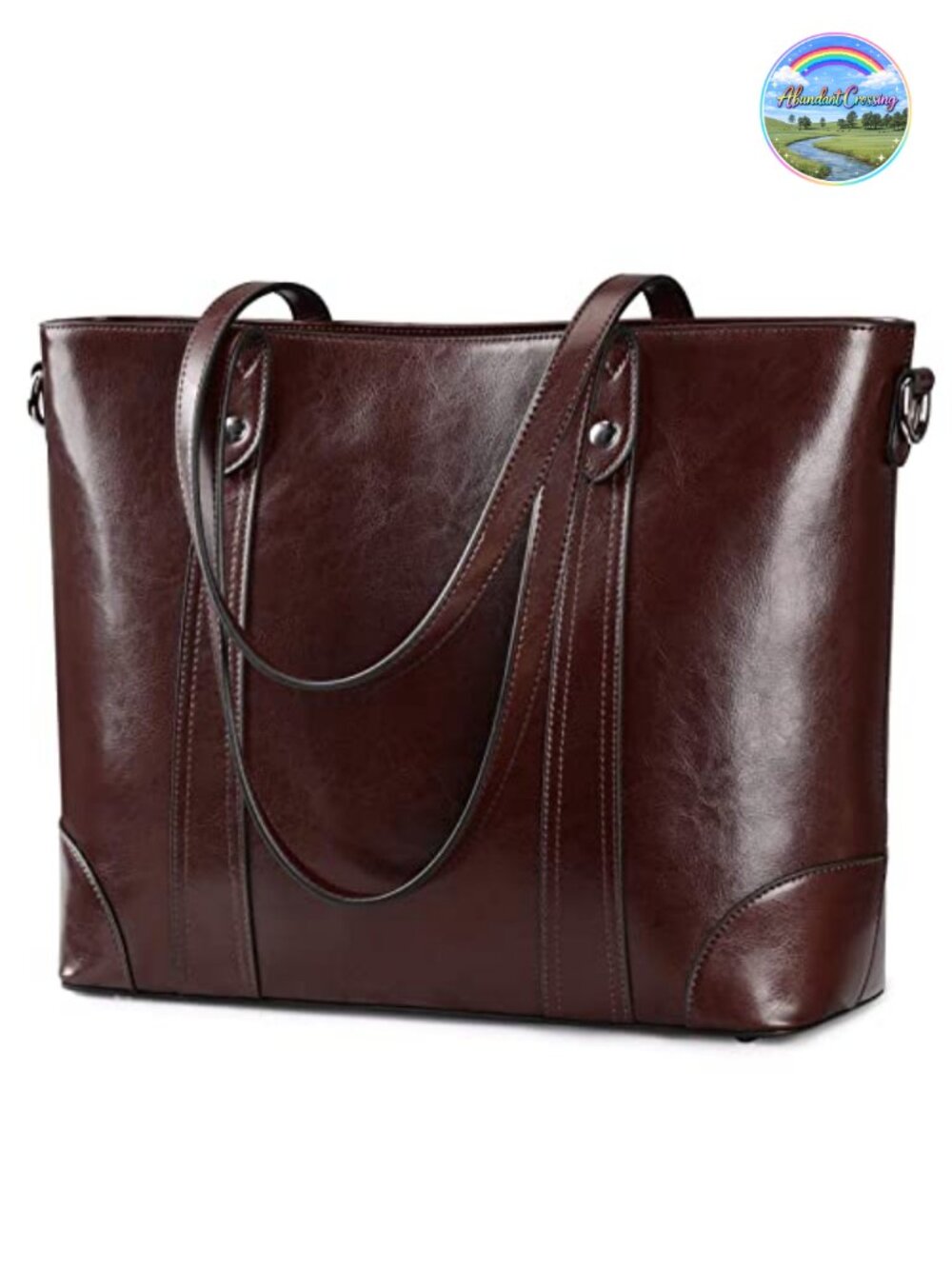 Genuine Leather Tote Bag for Women Large Work Shoulder Handbag with Zipper for